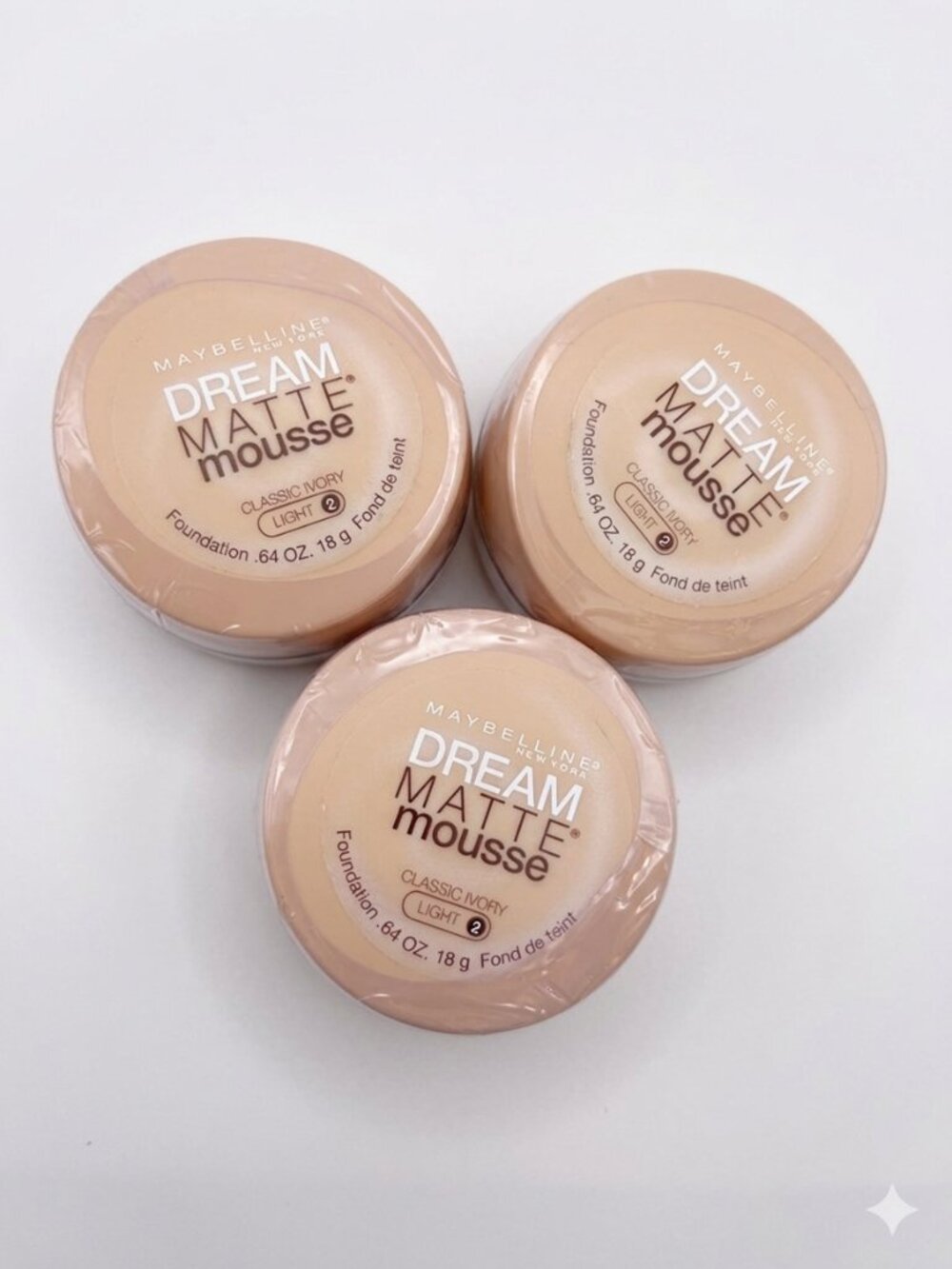 3X Maybelline Dream Matte Mousse Classic Ivory Light 2 Foundation .64oz - SEALED